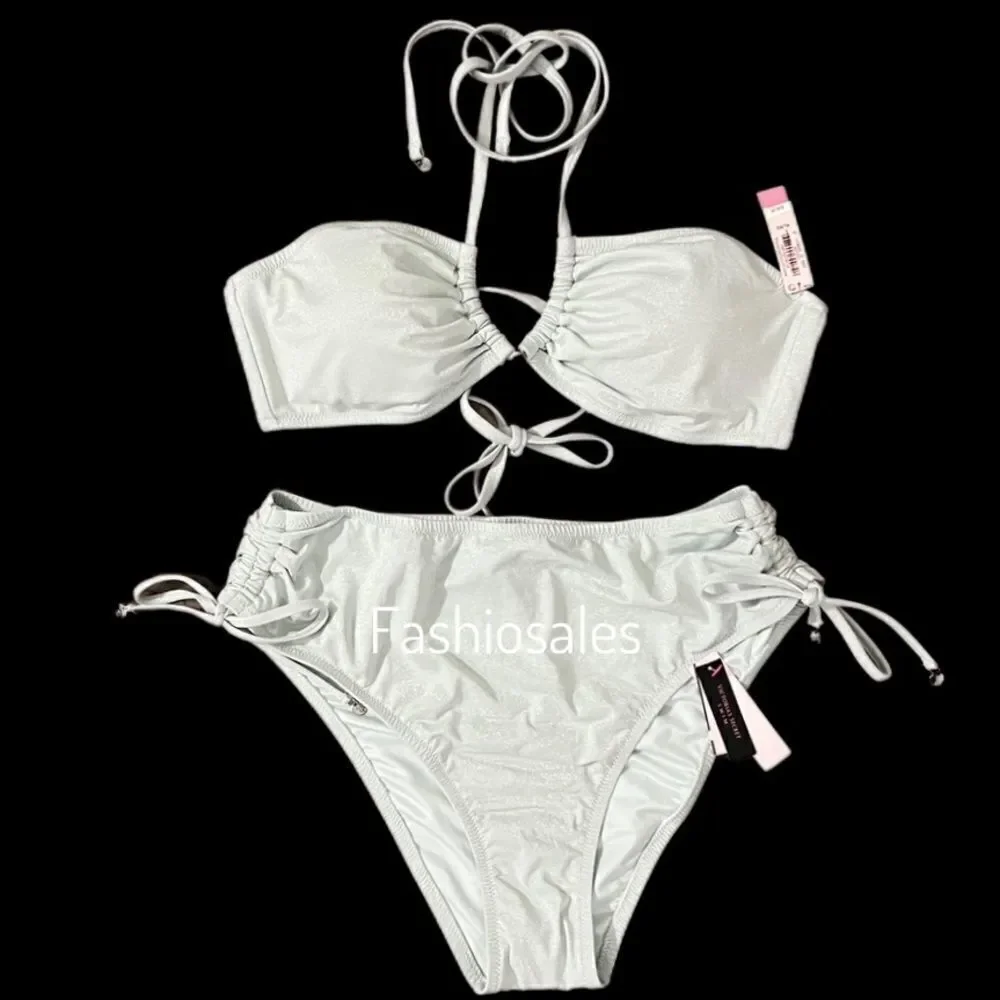 Victorias Secret Set Multiway Halter Bikini Top & Cheeky Bikini bottom green Xl